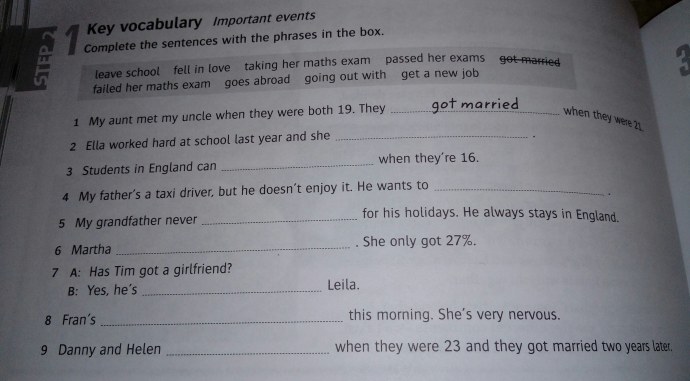 Complete the sentences. Use the phrases from the Box