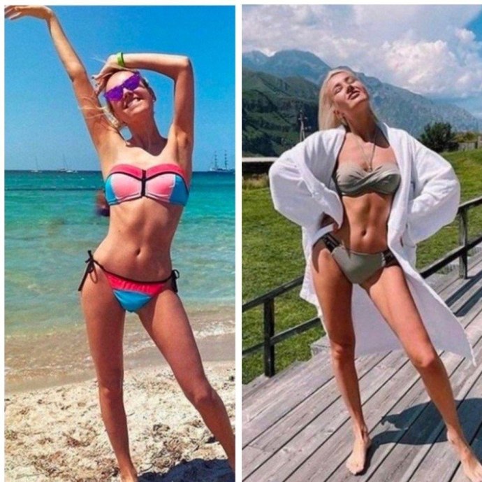 Клава Кока на пляже в купальнике