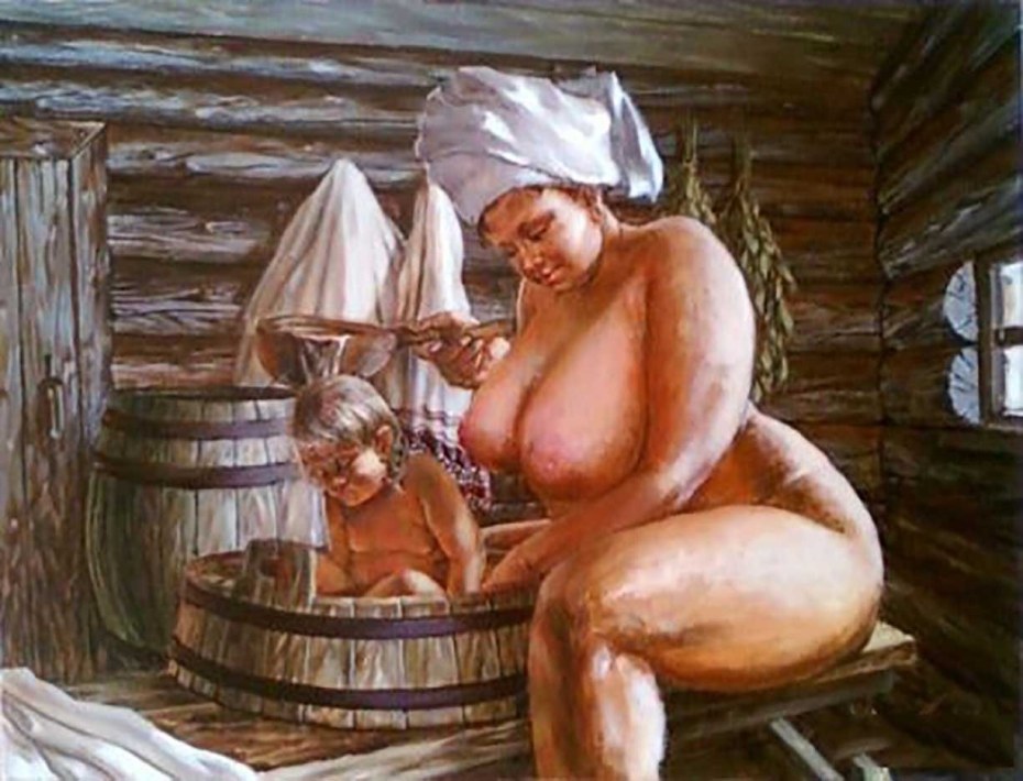 Картина голые женщины в бане