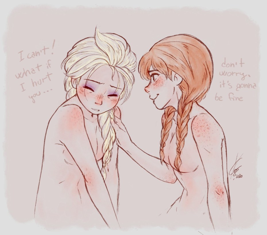 Anna and Elsa поцелуй