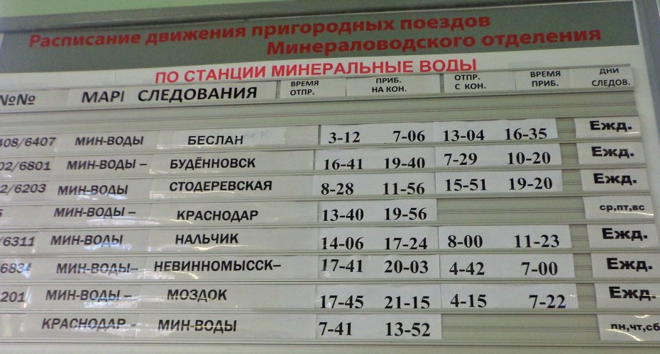 Электричка Нальчик Минеральные воды расписание