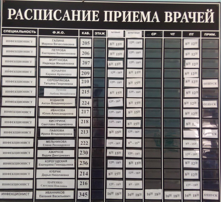 Расписание врачей